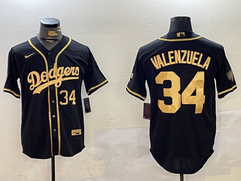 Men Los Angeles Dodgers #34 Valenzuela Black Gold Game 2024 Nike MLB Jersey style 10295->los angeles dodgers->MLB Jersey